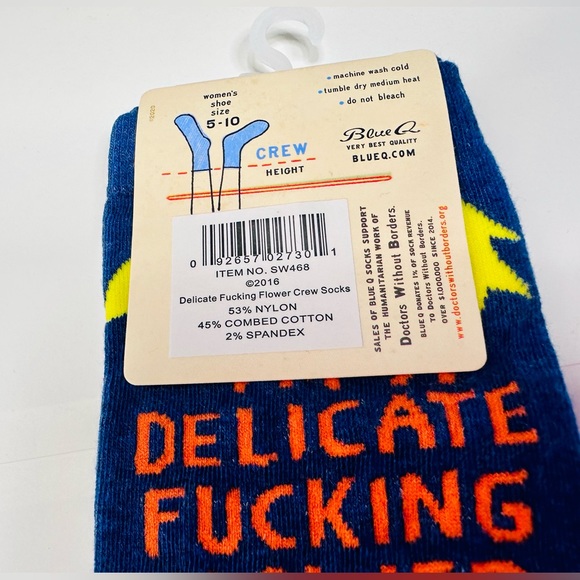 NEW I’m A Delicate F*cking Flower Crew Socks BLUE Q ONE SIZE - Picture 13 of 16